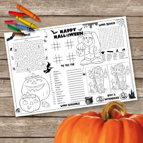 Instant Download Halloween Place Mat Kids Activity Table Mat Etsy