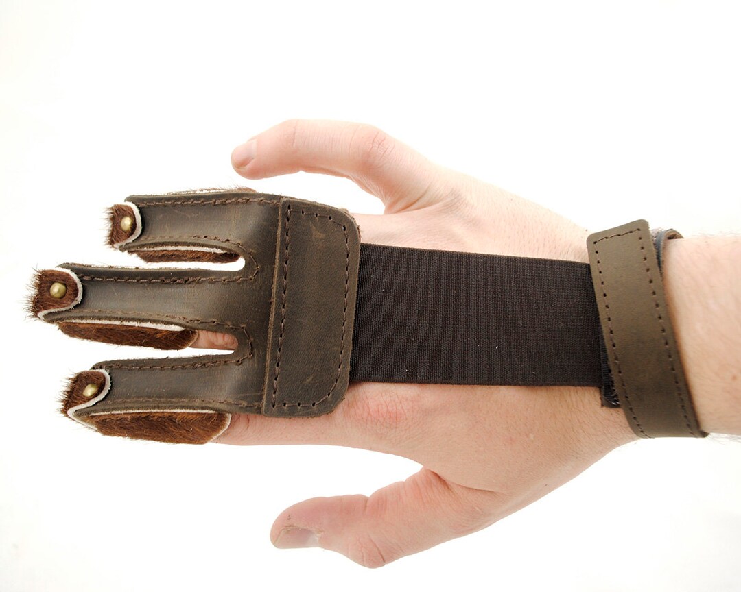 Hairon Leather Archery Shooting Glove Hookandloop Fastener Etsy
