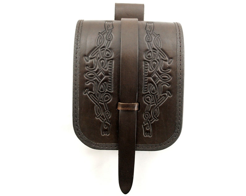 Viking leather belt pouch 'Birka' bigger version | Etsy