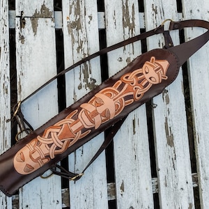 Carquois Gislevold - accessoire en cuir pour tir à l&#39;arc traditionnel celtique, viking