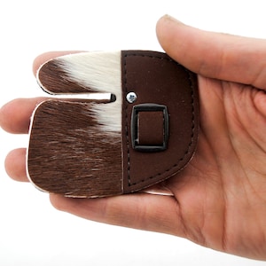 Hair-on leather archery finger tab