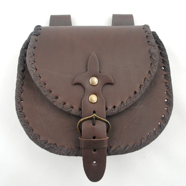 Medieval belt bag with laced edges