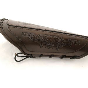 Embossed leather vambrace - reinforced with elbow guard