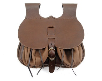 Medieval belt bag - widened with suede pouches