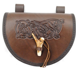 Semicircular viking belt pouch, fastened with antler tip - smaller version