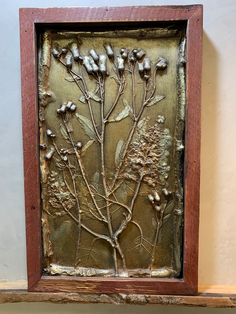 Thistle Botanical bas relief wall art original cast plaster Etsy