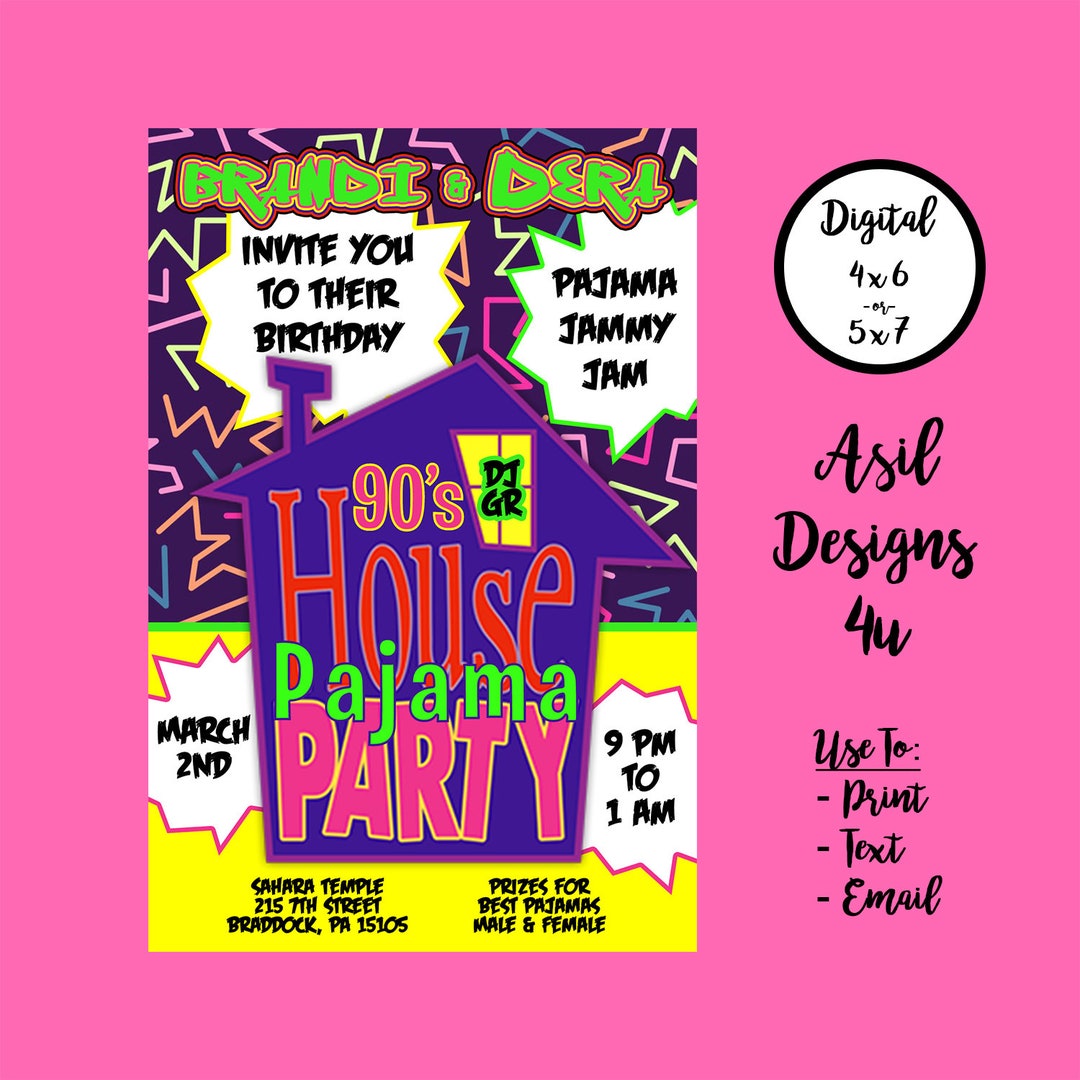House Party Birthday Invitation House Party Personalized Birthday