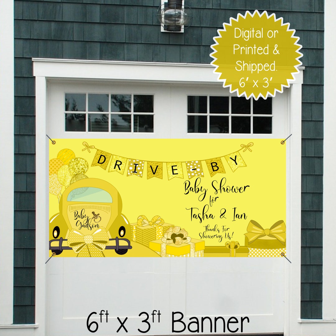 Drive by Baby Shower Banner 6x3 Baby Shower Banner Baby Girl Shower