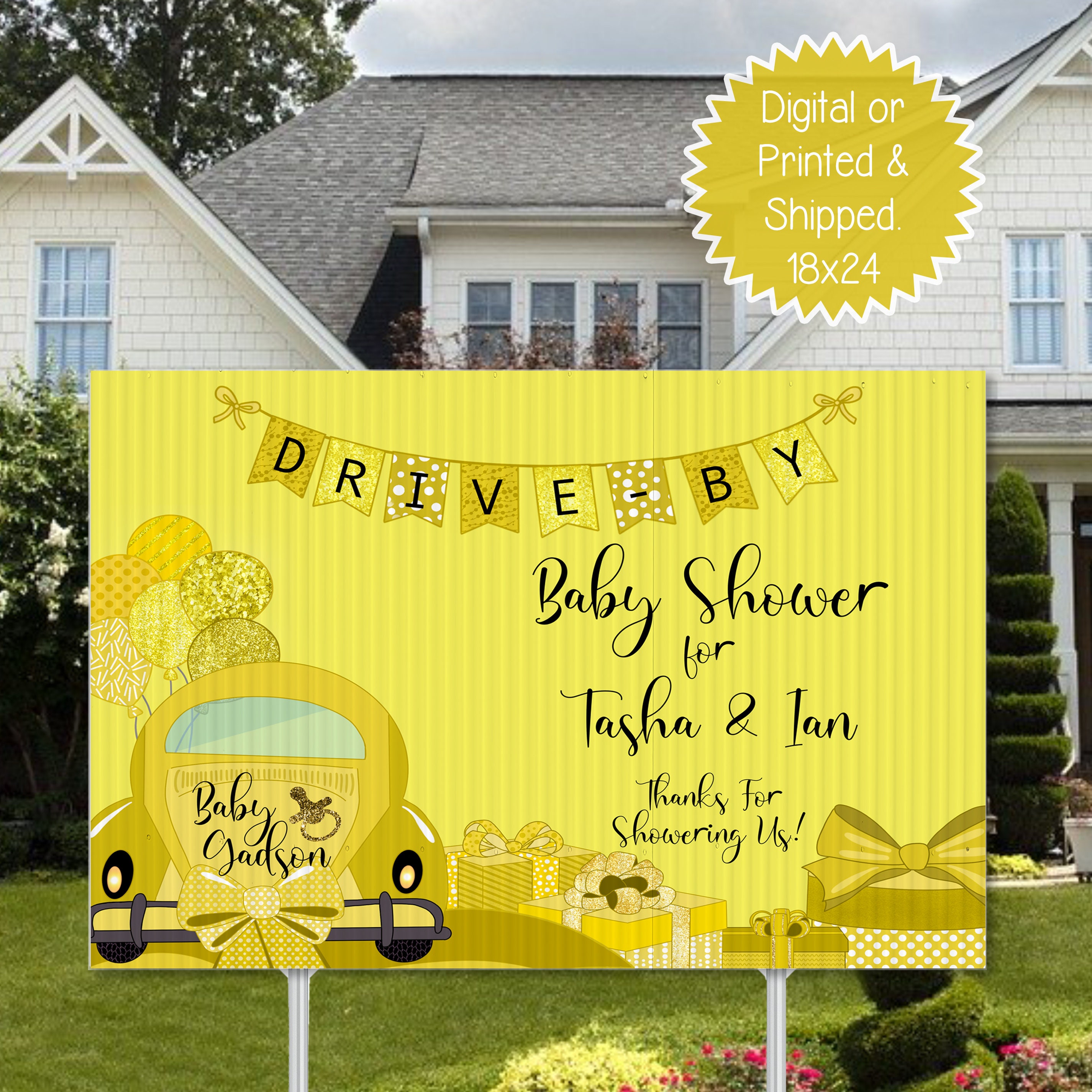 Drive By Baby Shower Yard Sign Baby Shower Yard Sign Girl Etsy
