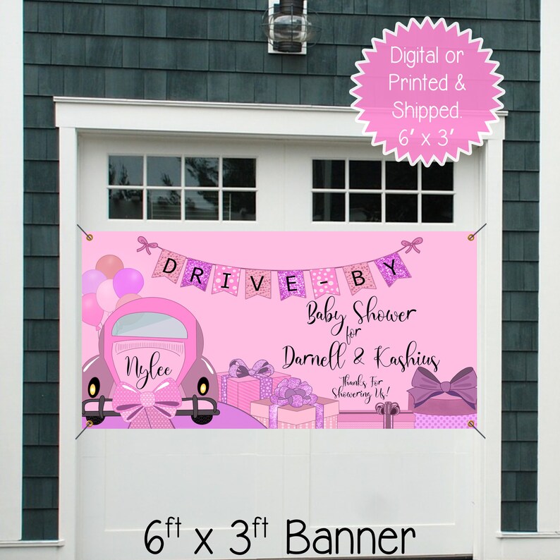 Drive by Baby Shower Banner 6x3 Baby Shower Banner Baby Etsy