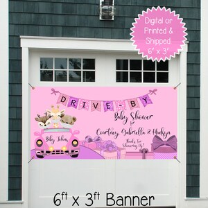 GIRL Masked Animals Baby Shower Banner Drive By Baby Shower Banner Baby Shower Banner It/'s A Girl Yard Sign Girl Shower Banner