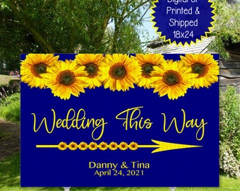Wedding This Way Yard Sign - Welcome Wedding Sign - Wedding Signs - Welcome To Our Wedding Sign - Wedding Sign Poster  - Sunflowers