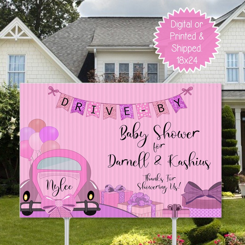 Drive by Baby Shower Yard Sign Baby Shower Yard Sign Baby Etsy