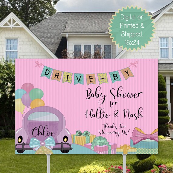 Drive by Baby Shower Yard Sign Drive Thru Baby Shower Etsy