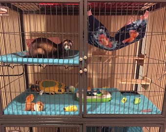 Custom Triple Ferret/Critter Nation Fleece Cage Liner for Ferrets, Chinchillas, Rats, Etc.