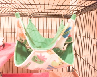 Custom Fleece Bunk Bed Hammock, Reversible, for Ferrets, Chinchillas, Rats, Sugar Gliders, etc.