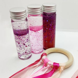 Sensory Bottles and Ribbon