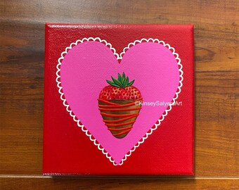 ORIGINAL Painting “Chocolate Heart Red Stripes”