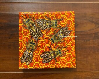 ORIGINAL Painting “5 Bees”