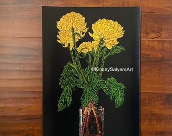 PRINT of Painting "Yellow Mums"