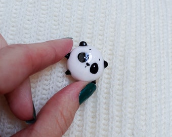 Polymer clay Brooch Panda, Black and White Pin Panda by W. Matase art, gift for women