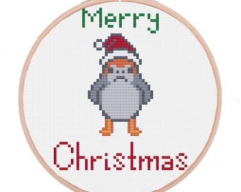 CHRISTMAS Tiny Porg, Holiday Star Wars, Cross Stitch Pattern / PDF Cross Stitch Pattern