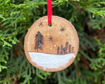 Wood Slice Ornament - Animal Christmas Ornament - Woodland Animals -  Christmas Tree Decorations