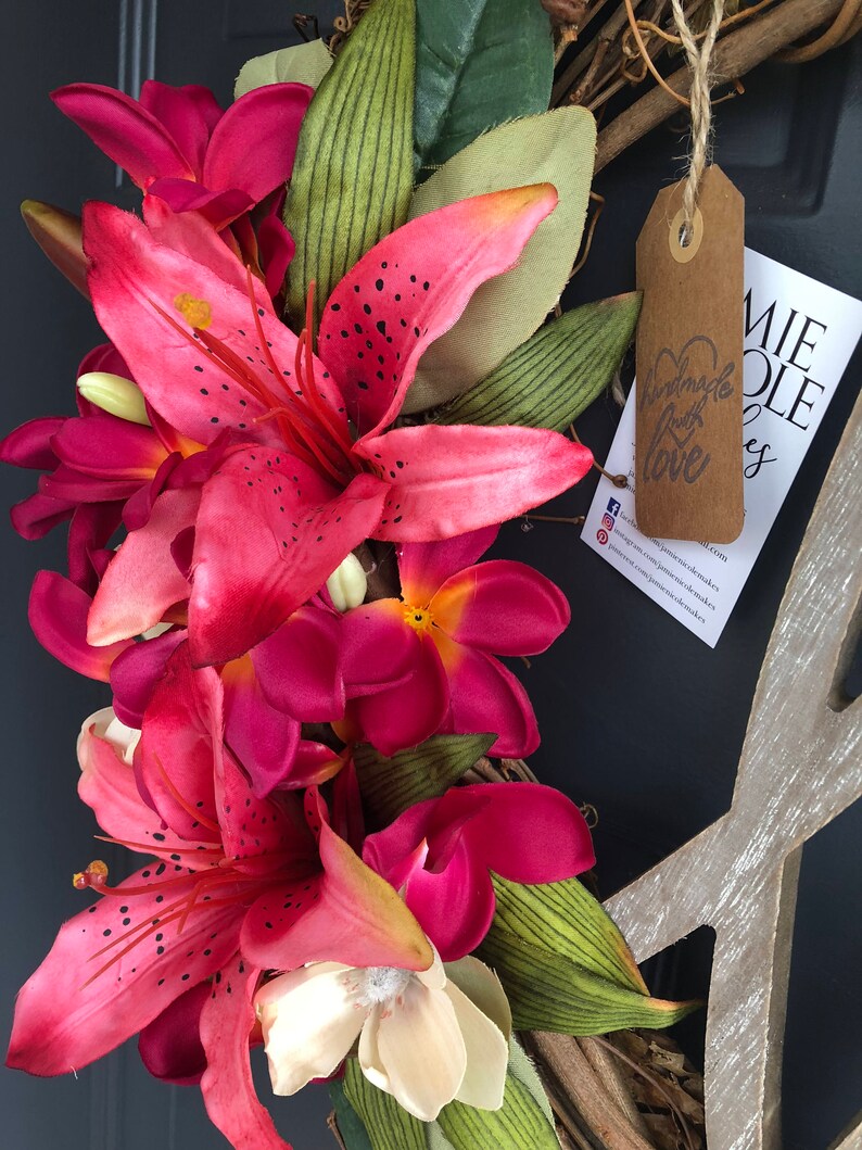 Hawaiian Wreath Hi Wreath Floral Wreath Tropical Floral | Etsy