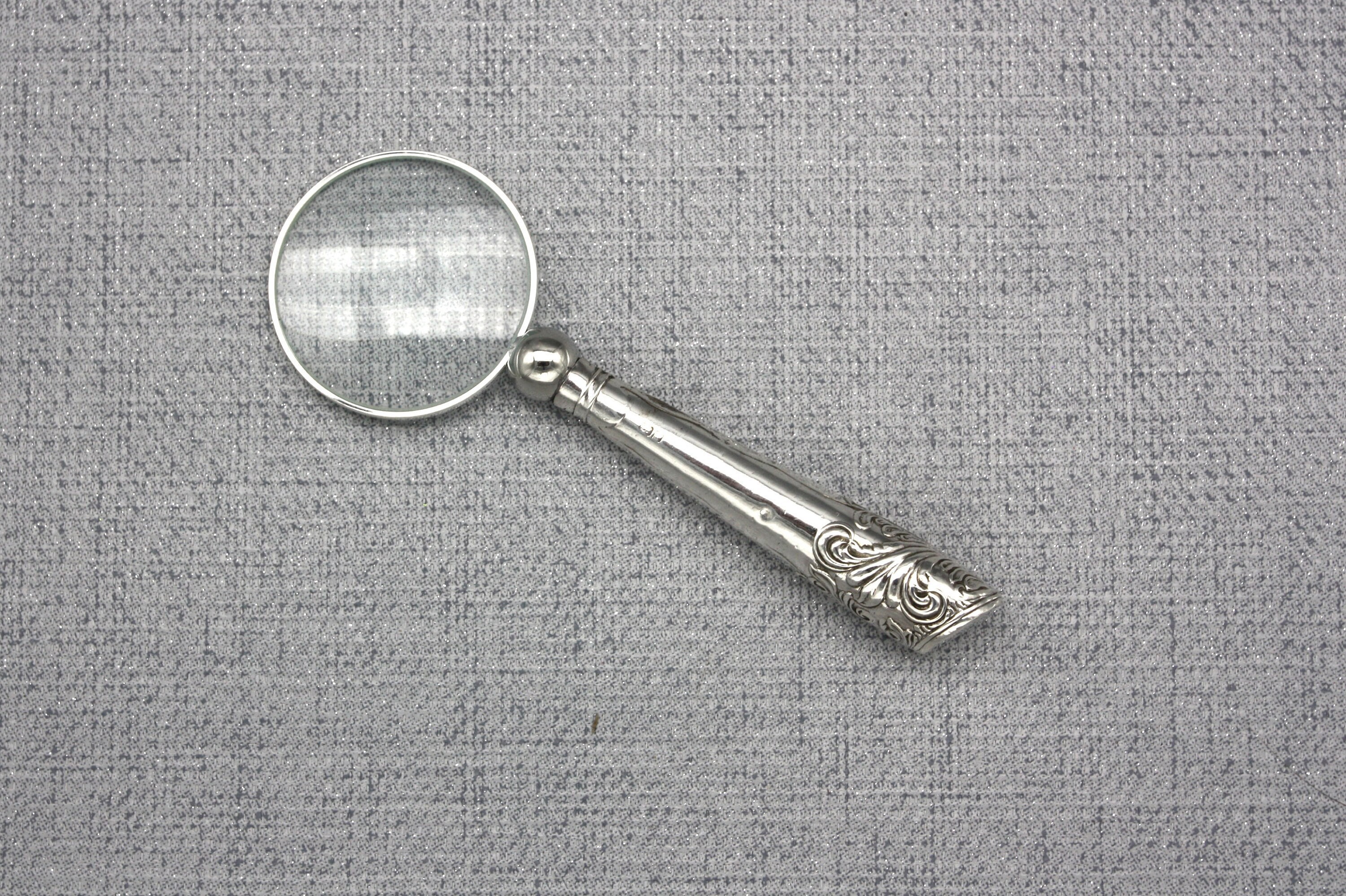 Small Magnifying Glass With Antique Sterling Silver Handle Dated 1924  Vintage Handled Magnifier Made From Reclaimed Cutlery Fab Gifts 