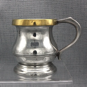 Pewter Pot Bellied Gill Brass Lipped Measure