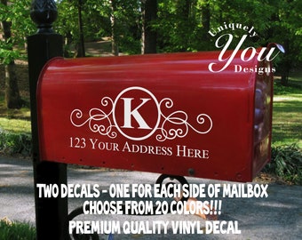 Mailbox Decal #4 - Custom Personalized Vinyl Mailbox Decal  - SET OF 2 - 20 Colors To Choose From! Optional 1&quot; front number set.
