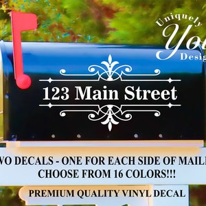 Mailbox Decal #8 - Custom Personalized Vinyl Mailbox Decal  - SET OF 2 - 16 Colors To Choose From!
