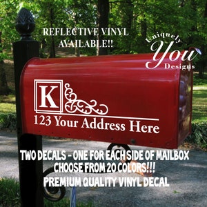 Mailbox Decal #10 - Custom Personalized Vinyl Mailbox Decal  - SET OF 2 - 20 Colors To Choose From! (Available in REFLECTIVE)