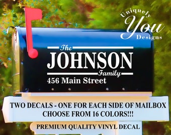 Mailbox Decal #9 - Custom Personalized Vinyl Mailbox Decal  - SET OF 2 - 16 Colors To Choose From!
