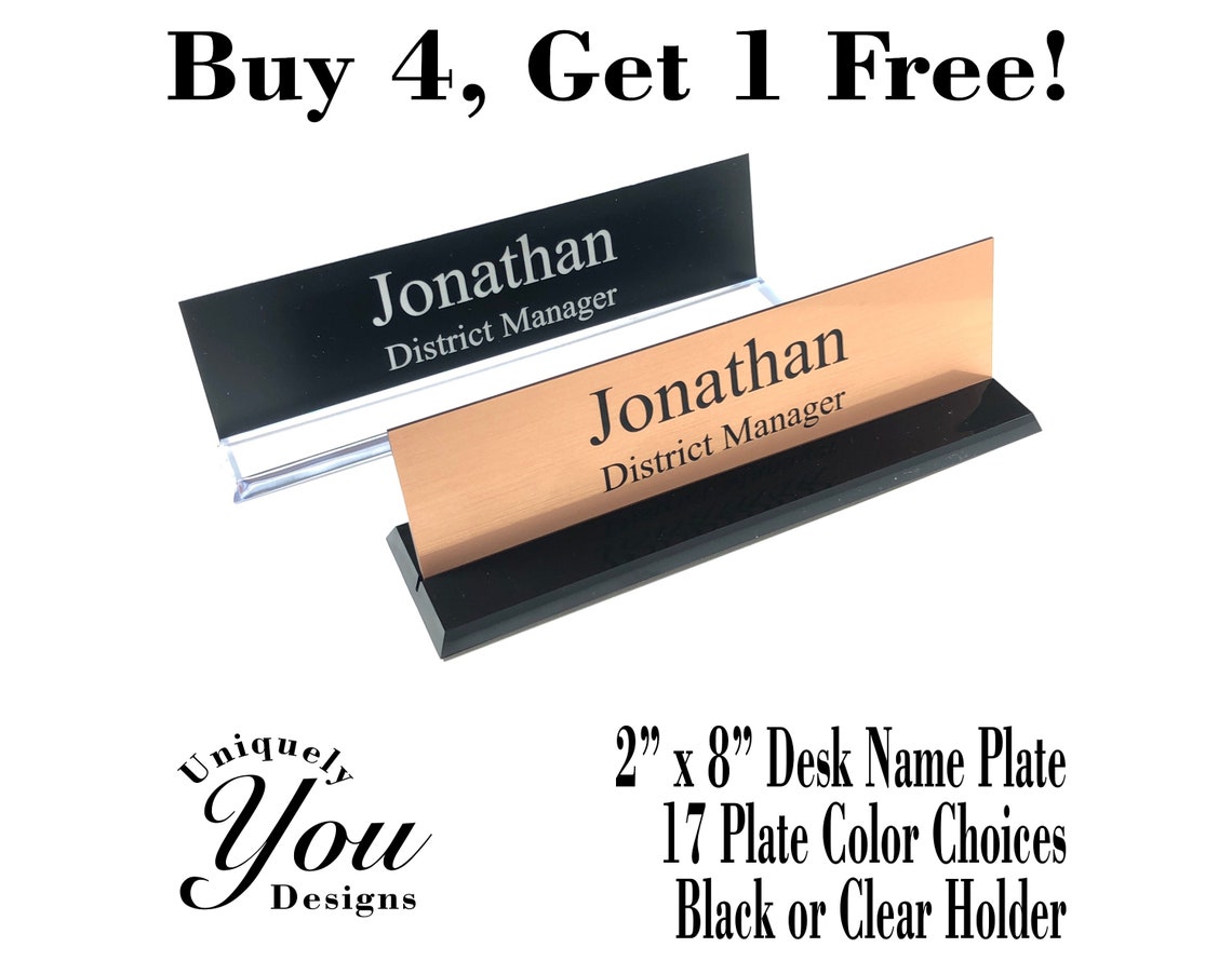 Personalized Desk Name Plate With Acrylic Base 2 X Etsy