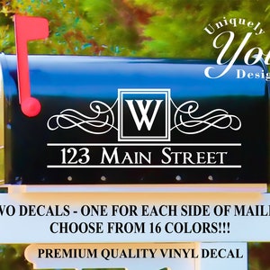 Mailbox Decal #7 - Custom Personalized Vinyl Mailbox Decal  - SET OF 2 - 16 Colors To Choose From!