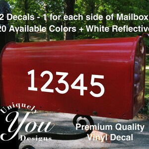 Mailbox Aufkleber #14 - Mailbox Zahlen 3&quot; hoch Individuell personalisierte Vinyl Aufkleber - SET VON 2 - 20 Farben zur Auswahl! (Erhältlich in REFLEKTIEREND)