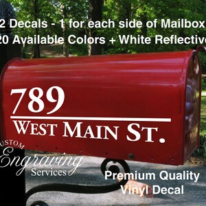 Mailbox Aufkleber #18 - Benutzerdefinierte personalisierte Vinyl Mailbox Aufkleber - SET VON 2 - 20 Farben zur Auswahl! (Erhältlich in REFLEKTIEREND)