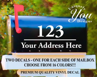 Mailbox Decal #6 - Custom Personalized Vinyl Mailbox Decal  - SET OF 2 - 16 Colors To Choose From! Also available in REFLECTIVE white!!
