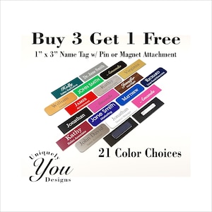 Custom Engraved Name Tag Badge for Business with Pin or Magnet Backing- 1&quot;x3&quot; Personalized Employee Name Tags - (**Buy 3 get 1 Free!!**)