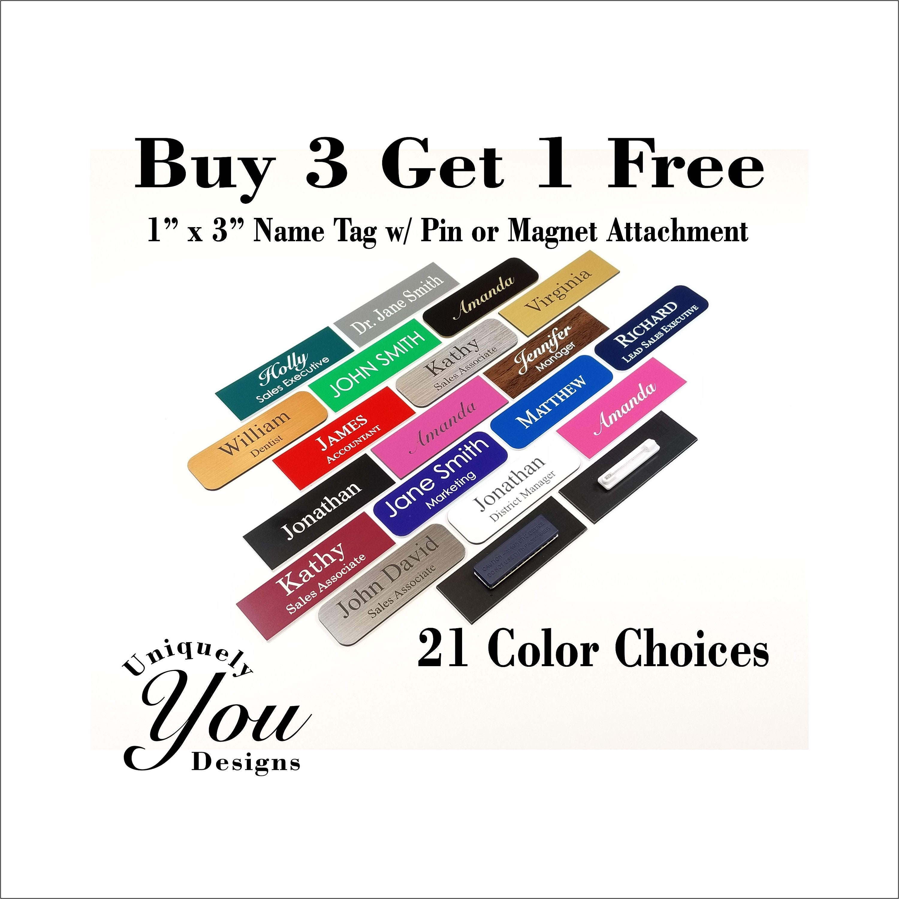 Custom Engraved Name Tag Badge for Business With Pin or Etsy