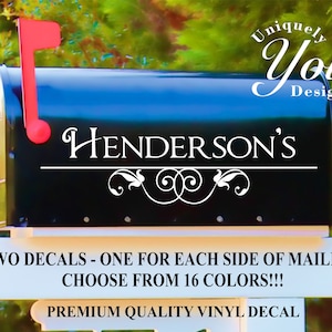 Mailbox Aufkleber #3 - Personalisierte Vinyl Mailbox Aufkleber - SET VON 2 - 16 Farben zur Auswahl!