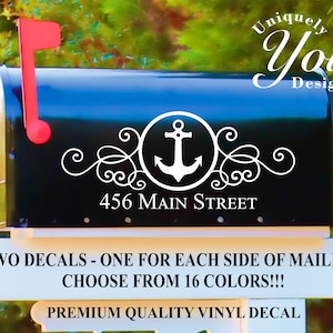 Mailbox Decal #11 - Custom Personalized Vinyl Mailbox Decal - ANCHOR - SET OF 2 - 16 Colors To Choose From!