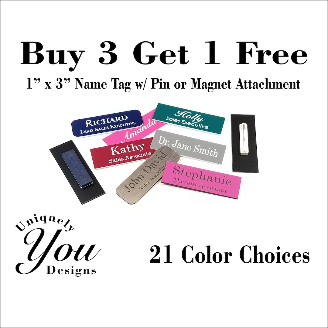 Custom Engraved Name Tag Badge for Business With Pin or Magnet Backing ...