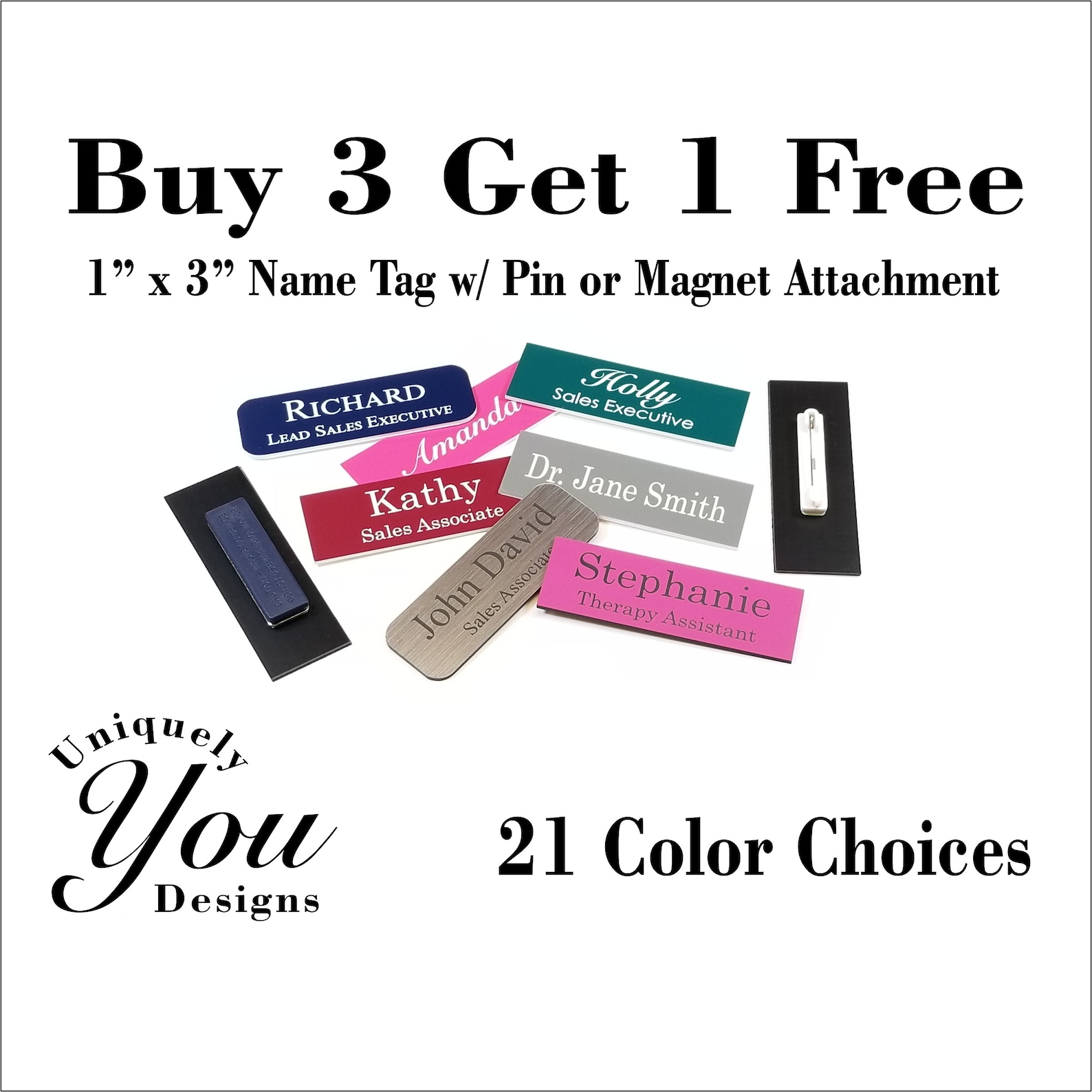 Custom Engraved Name Tag Badge for Business With Pin or Etsy