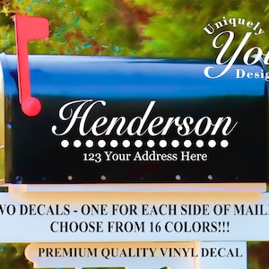 Mailbox Decal #5 - Custom Personalized Vinyl Mailbox Decal  - SET OF 2 - 16 Colors To Choose From!