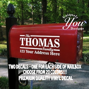 Mailbox Decal #9 - Custom Personalized Vinyl Mailbox Decal  - SET OF 2 - 20 Colors To Choose From!