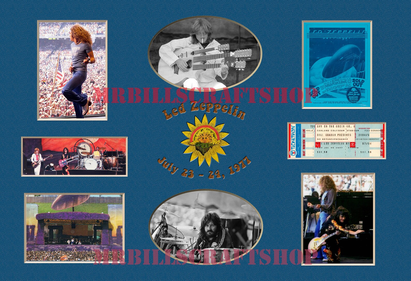 Led Zeppelin 1977 Day On The Green Photo Collage Etsy