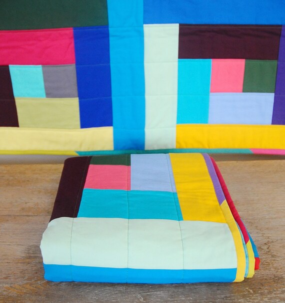 Color Block Log Cabin Toddler Bed Crib Size Quilt Etsy