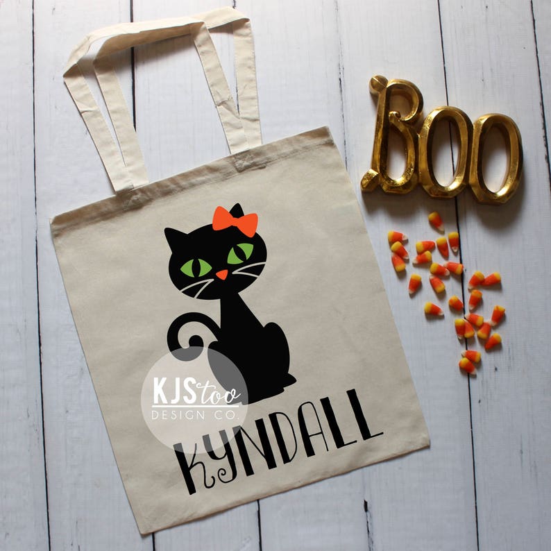 Halloween Tote Halloween Trick Or Treat Bag Halloween Bag Personalized Name Black Cat Trick Or Treat Bag Trick Or Treat Basket Totes Bags Purses Valresa Com